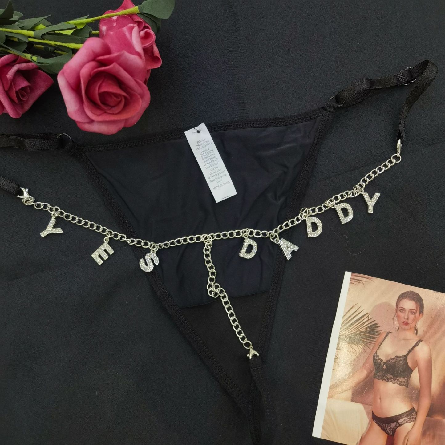 Tanga De Letra De Strass Personalizada Com Corrente Personalizada Tanga Sexy