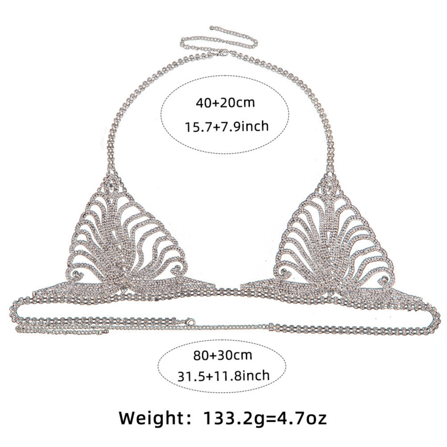 Conjunto De Sutiã Diamond Ultimate Sparkle E Corrente - soufeelbr