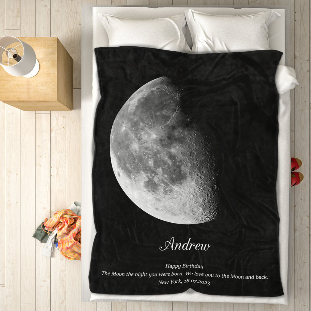 Cobertor Personalizado Da Fase Da Lua Com Nomes Personalizados Presente De Aniversário