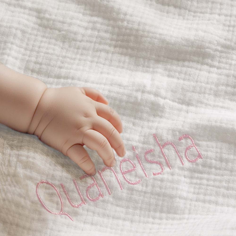 Cobertor De Bebê Personalizado, Toalha De Musselina Personalizada Com Nome Bordado, Presente Para Bebê - soufeelbr