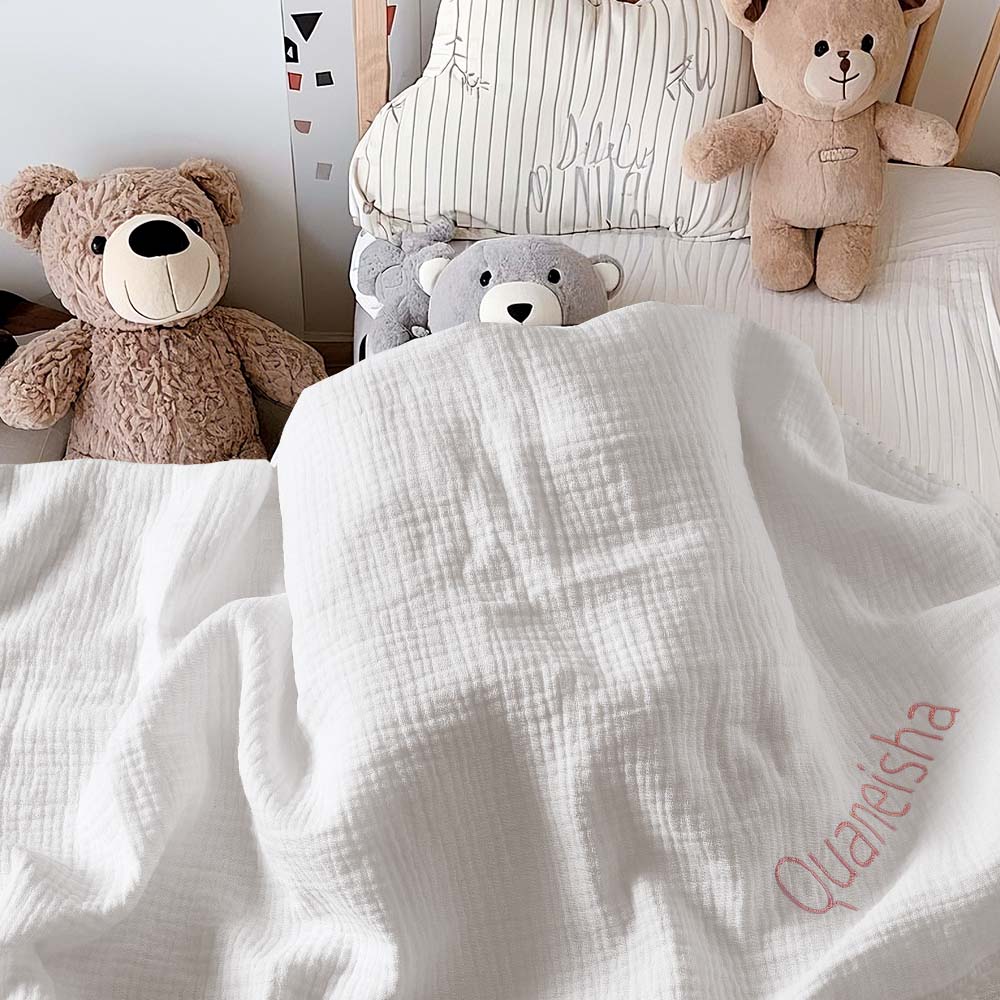 Cobertor De Bebê Personalizado, Toalha De Musselina Personalizada Com Nome Bordado, Presente Para Bebê - soufeelbr