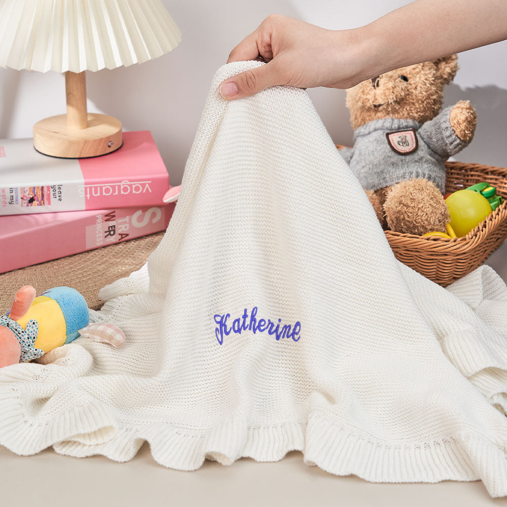 Cobertor De Malha Para Bebê Personalizado Cobertor De Bebê Personalizado Com Nome Bordado Presente Para Bebê - soufeelbr