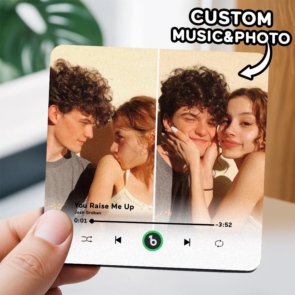 Ímã De Geladeira Com Música Personalizada, Múltiplas Fotos, Nova Atualização 4.0, Multicolorido, Pode Reproduzir Músicas E Ajustar O Volume, 2 Fotos Personalizadas