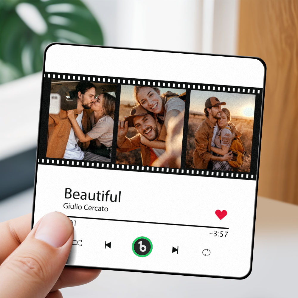 Ímã de geladeira musical personalizado, novo estilo de filme de atualização 4.0, moldura colorida, álbum de fotos personalizado, ímã de geladeira, música, parede, presente de Natal