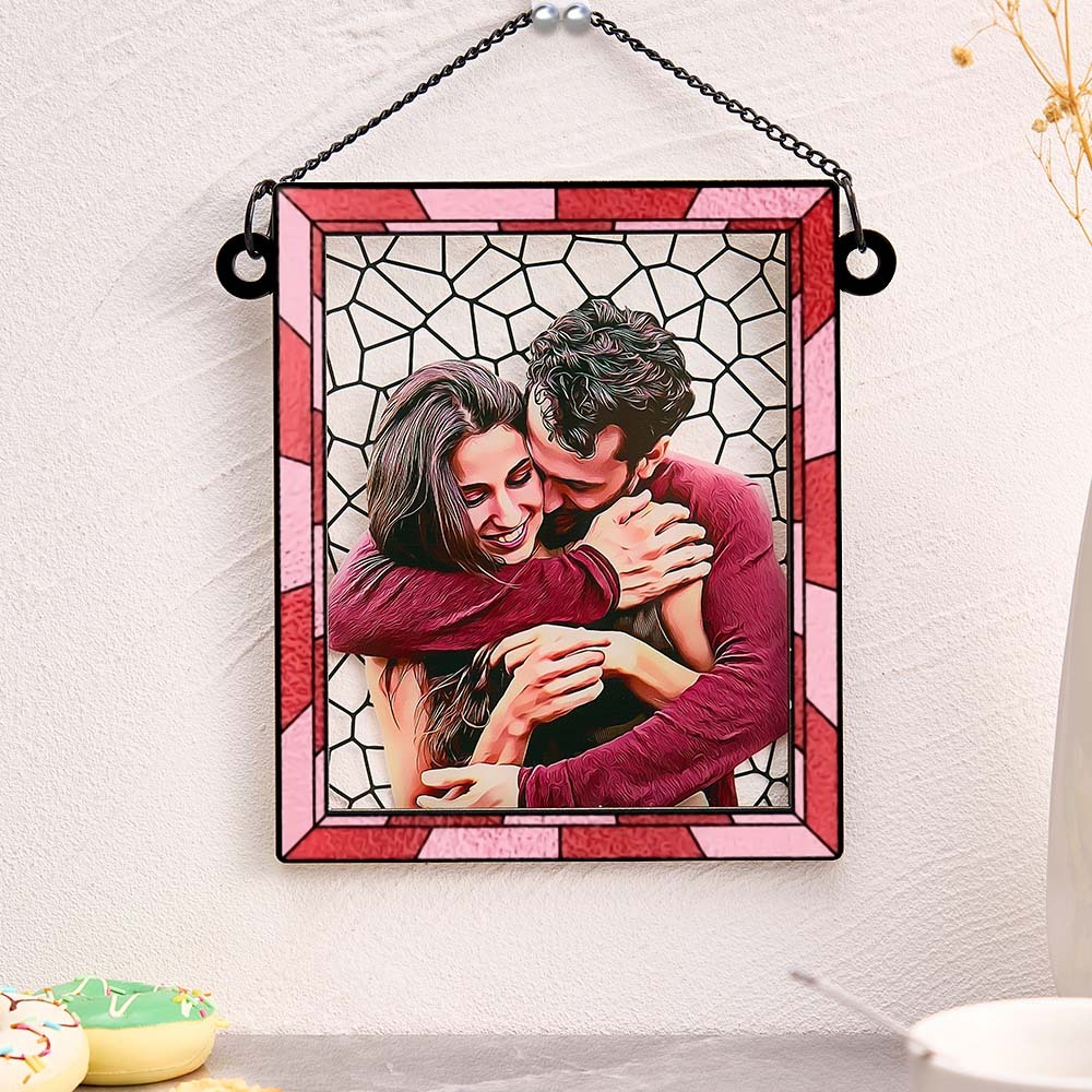 Foto Personalizada Te Amo Mais Todos Os Dias Casal Personalizado Quadrado Janela Pendurado Suncatcher Presente Para Marido Esposa Aniversário - soufeelbr