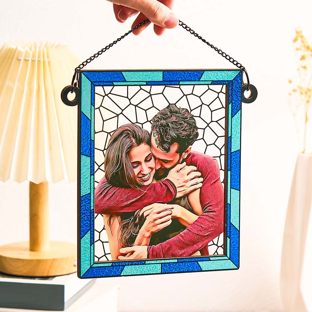 Foto Personalizada Te Amo Mais Todos Os Dias Casal Personalizado Quadrado Janela Pendurado Suncatcher Presente Para Marido Esposa Aniversário - soufeelbr