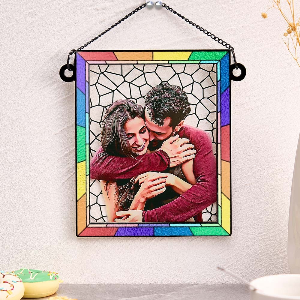 Foto Personalizada Te Amo Mais Todos Os Dias Casal Personalizado Quadrado Janela Pendurado Suncatcher Presente Para Marido Esposa Aniversário - soufeelbr