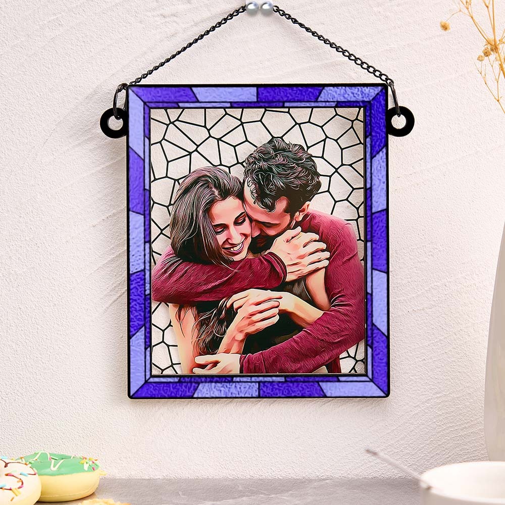 Foto Personalizada Te Amo Mais Todos Os Dias Casal Personalizado Quadrado Janela Pendurado Suncatcher Presente Para Marido Esposa Aniversário - soufeelbr