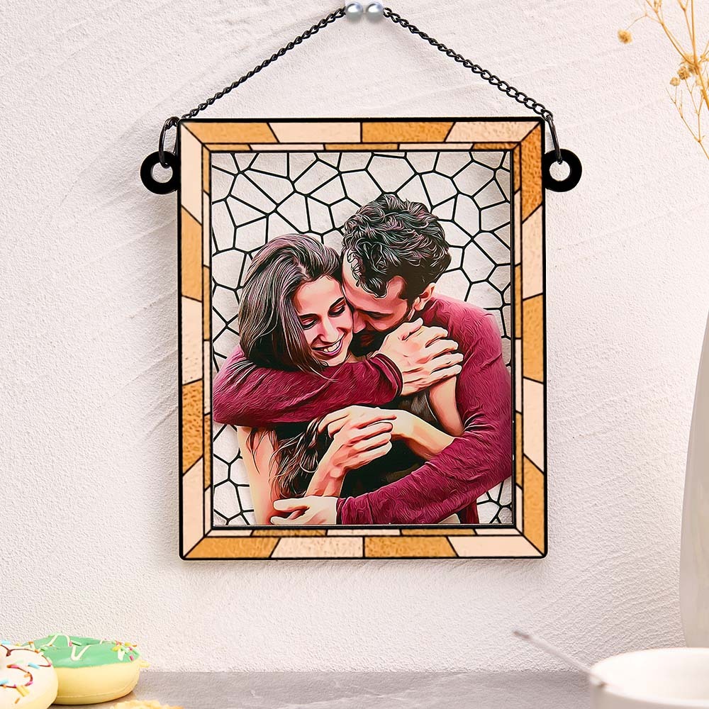 Foto Personalizada Te Amo Mais Todos Os Dias Casal Personalizado Quadrado Janela Pendurado Suncatcher Presente Para Marido Esposa Aniversário - soufeelbr