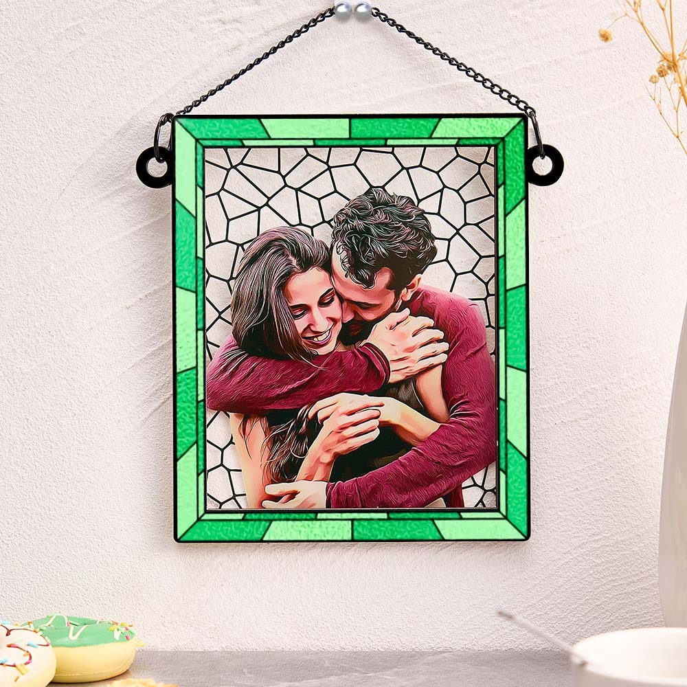 Foto Personalizada Te Amo Mais Todos Os Dias Casal Personalizado Quadrado Janela Pendurado Suncatcher Presente Para Marido Esposa Aniversário - soufeelbr