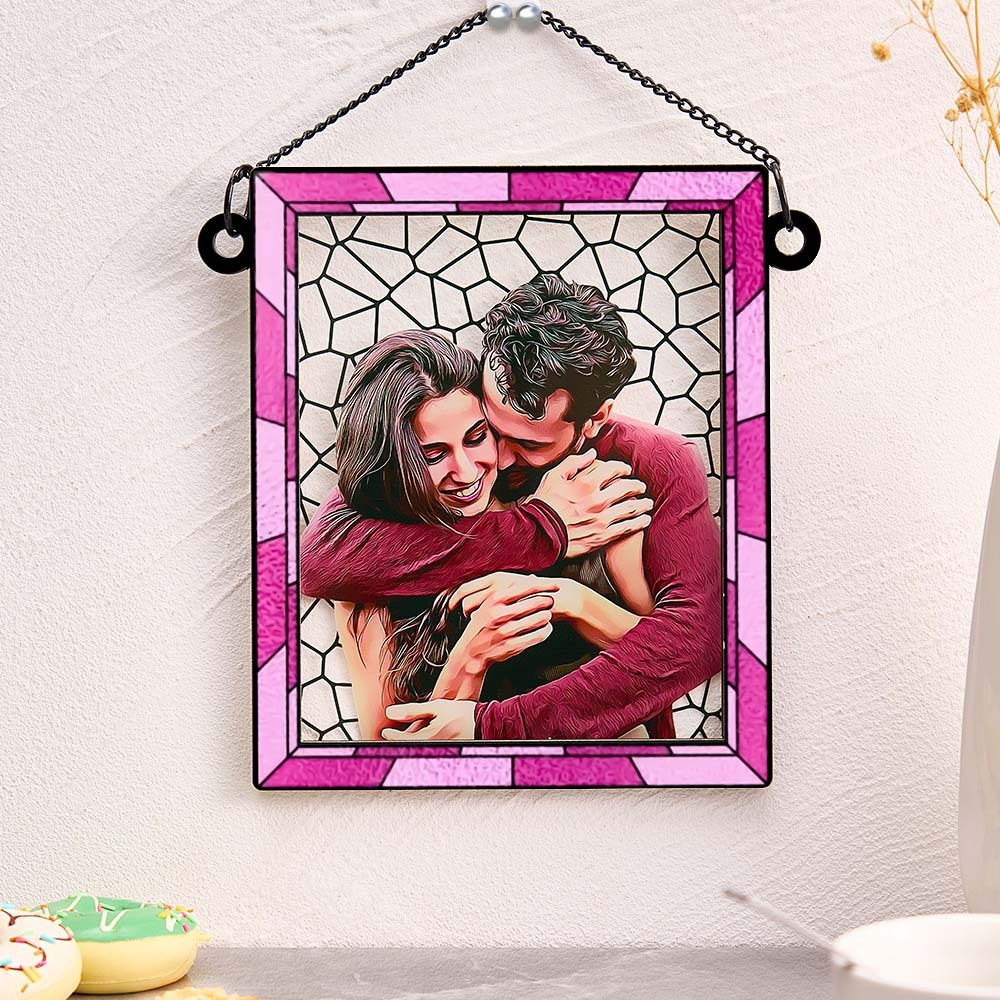 Foto Personalizada Te Amo Mais Todos Os Dias Casal Personalizado Quadrado Janela Pendurado Suncatcher Presente Para Marido Esposa Aniversário - soufeelbr