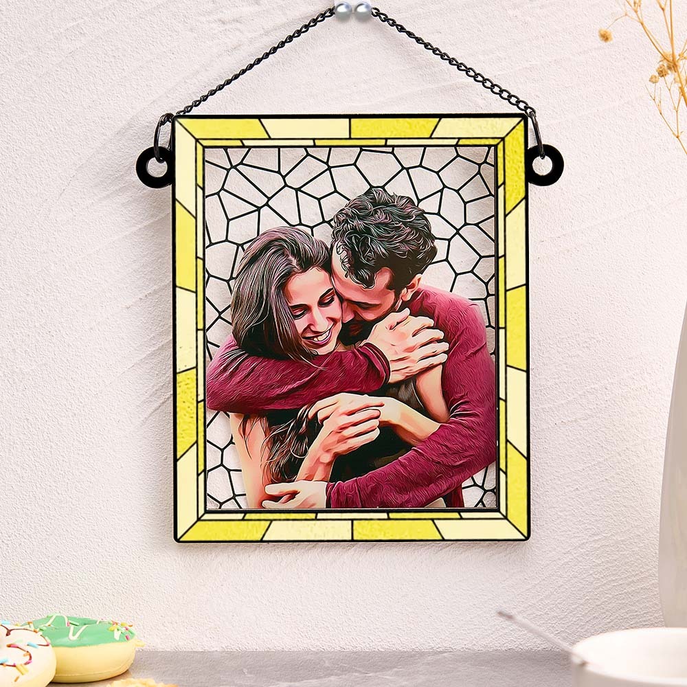 Foto Personalizada Te Amo Mais Todos Os Dias Casal Personalizado Quadrado Janela Pendurado Suncatcher Presente Para Marido Esposa Aniversário - soufeelbr