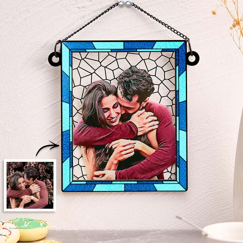 Foto Personalizada Te Amo Mais Todos Os Dias Casal Personalizado Quadrado Janela Pendurado Suncatcher Presente Para Marido Esposa Aniversário - soufeelbr