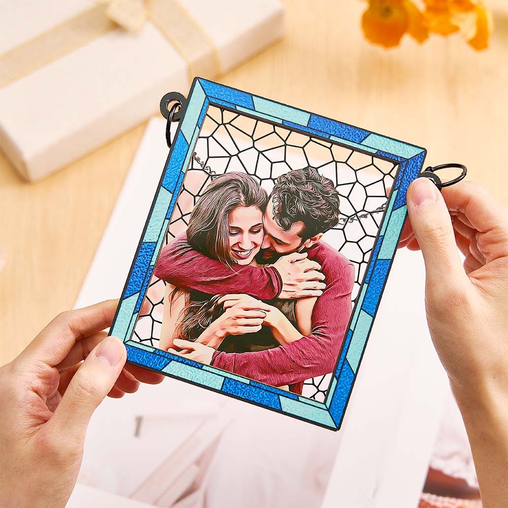 Foto Personalizada Te Amo Mais Todos Os Dias Casal Personalizado Quadrado Janela Pendurado Suncatcher Presente Para Marido Esposa Aniversário - soufeelbr