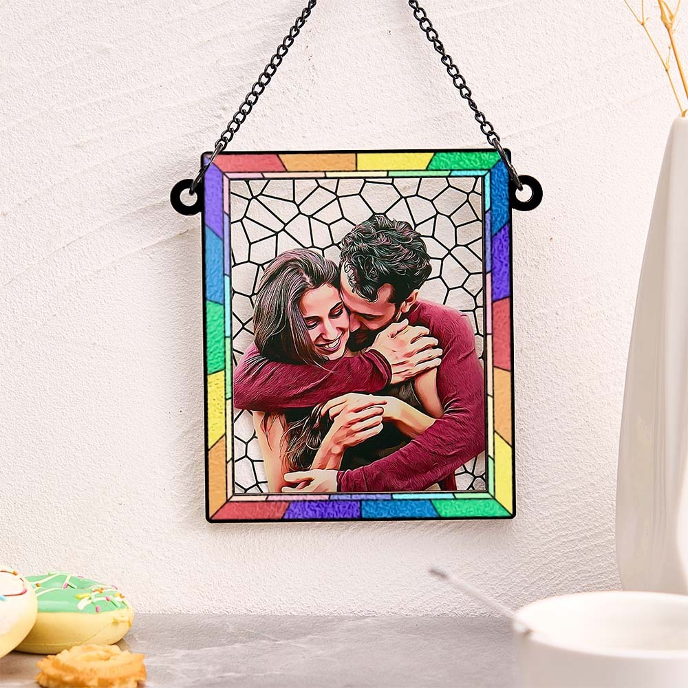 Foto Personalizada Te Amo Mais Todos Os Dias Casal Personalizado Quadrado Janela Pendurado Suncatcher Presente Para Marido Esposa Aniversário - soufeelbr