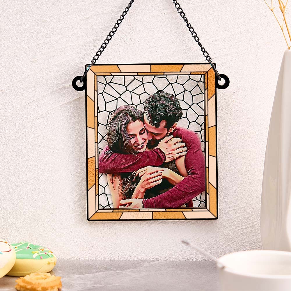 Foto Personalizada Te Amo Mais Todos Os Dias Casal Personalizado Quadrado Janela Pendurado Suncatcher Presente Para Marido Esposa Aniversário - soufeelbr