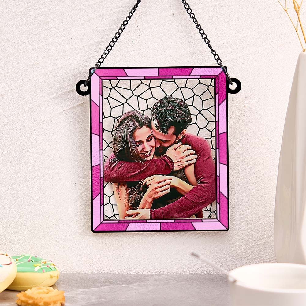 Foto Personalizada Te Amo Mais Todos Os Dias Casal Personalizado Quadrado Janela Pendurado Suncatcher Presente Para Marido Esposa Aniversário - soufeelbr