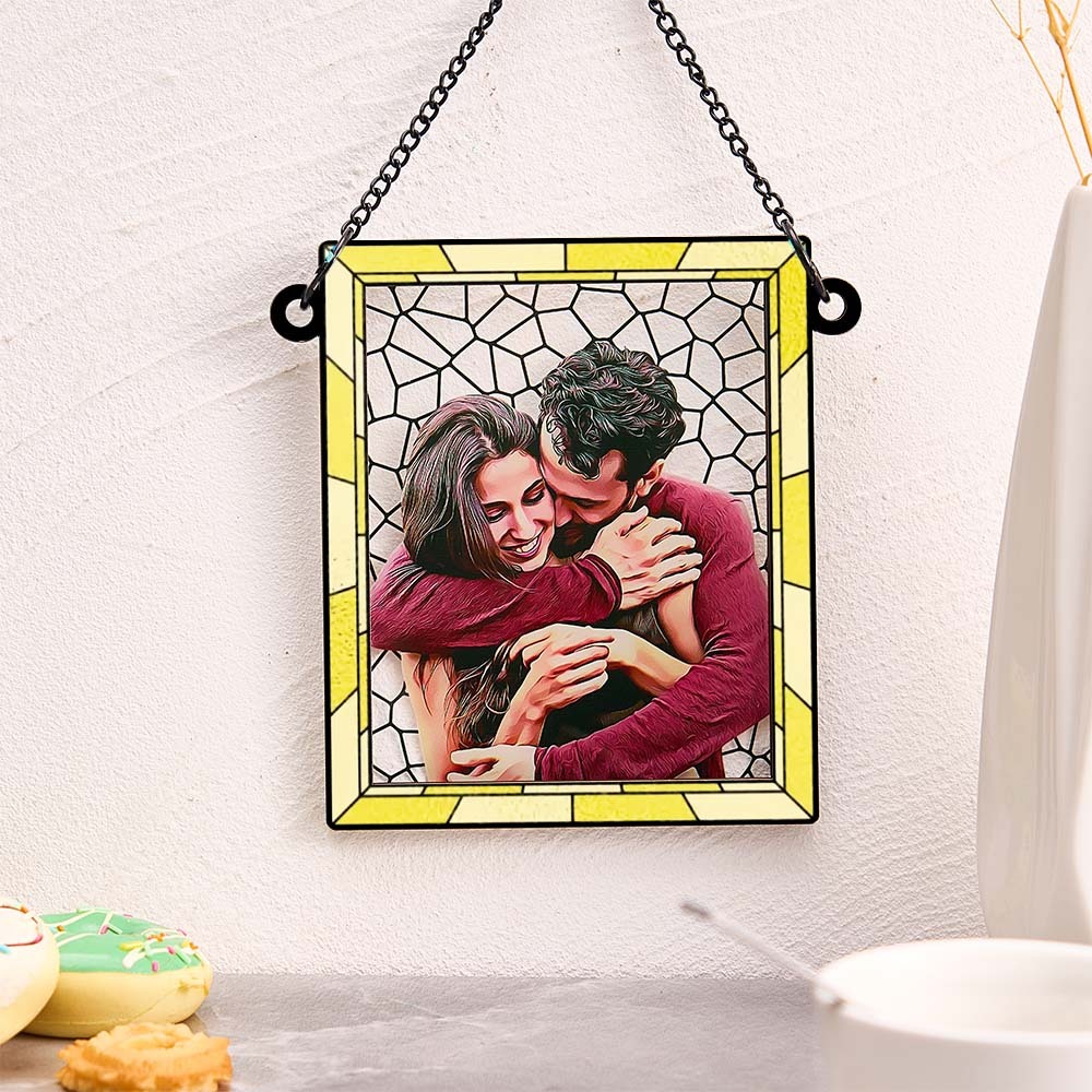 Foto Personalizada Te Amo Mais Todos Os Dias Casal Personalizado Quadrado Janela Pendurado Suncatcher Presente Para Marido Esposa Aniversário - soufeelbr