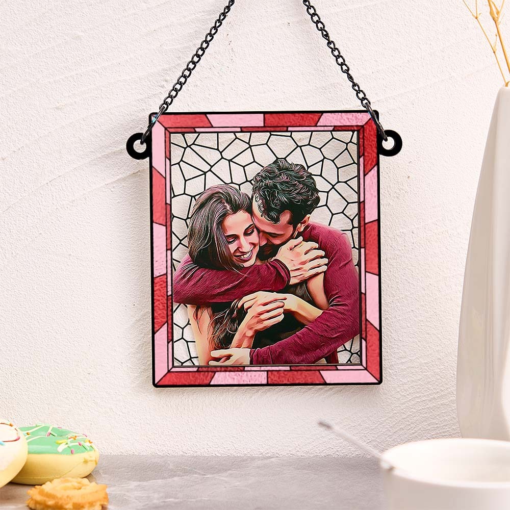 Foto Personalizada Te Amo Mais Todos Os Dias Casal Personalizado Quadrado Janela Pendurado Suncatcher Presente Para Marido Esposa Aniversário - soufeelbr