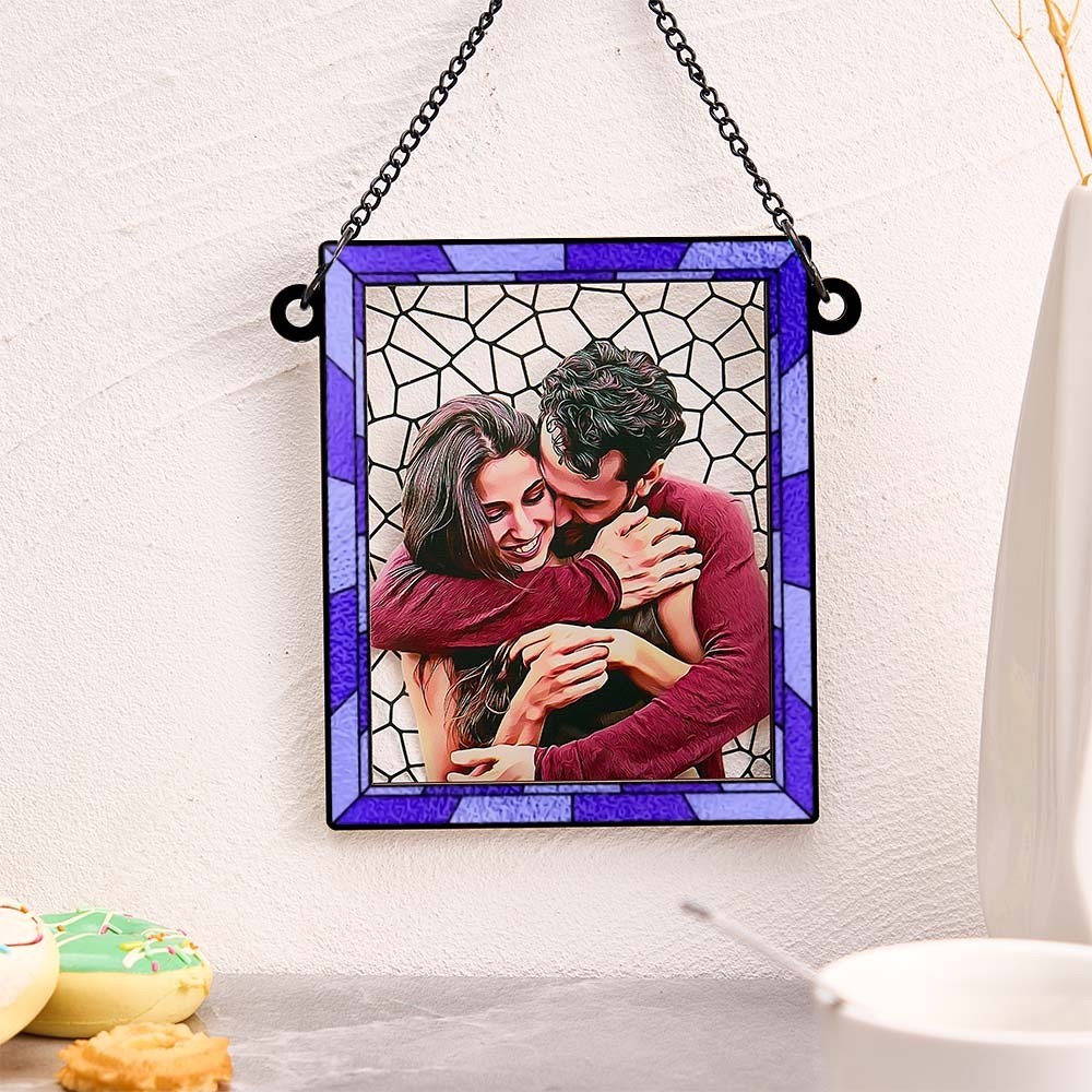 Foto Personalizada Te Amo Mais Todos Os Dias Casal Personalizado Quadrado Janela Pendurado Suncatcher Presente Para Marido Esposa Aniversário - soufeelbr