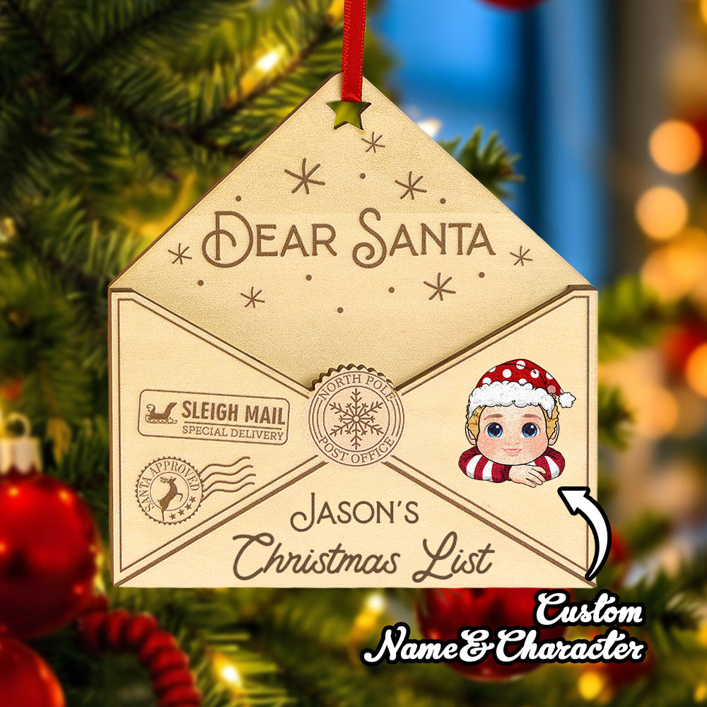 Carta 3d Personalizada Para Presente De Natal Com Enfeite De Madeira Do Papai Noel Para Os Mais Pequenos - soufeelbr