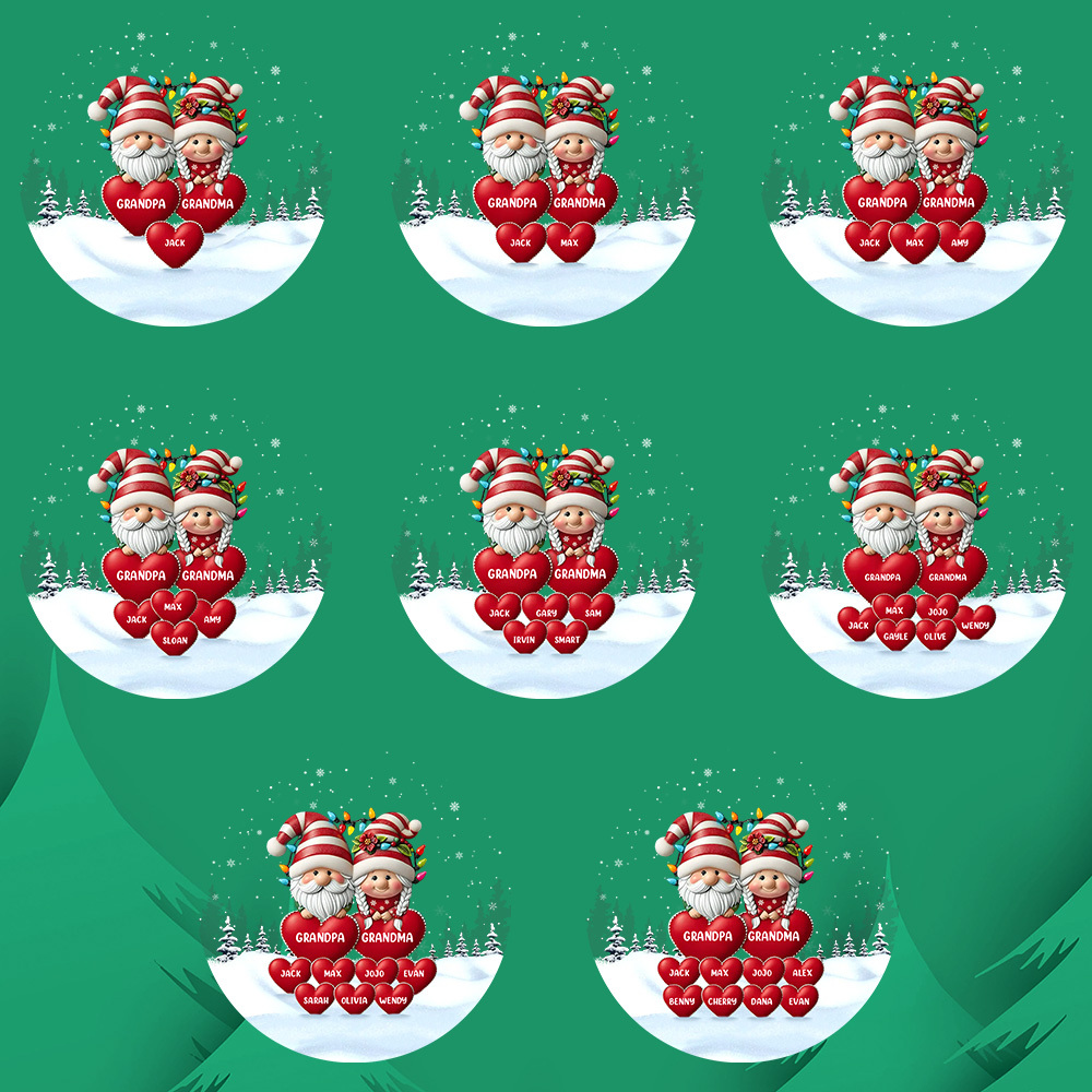 Ornamento De Vidro Circular Personalizado Para Família, Ornamento Gravado Personalizado, Presente De Natal Para Vovô E Avó - soufeelbr