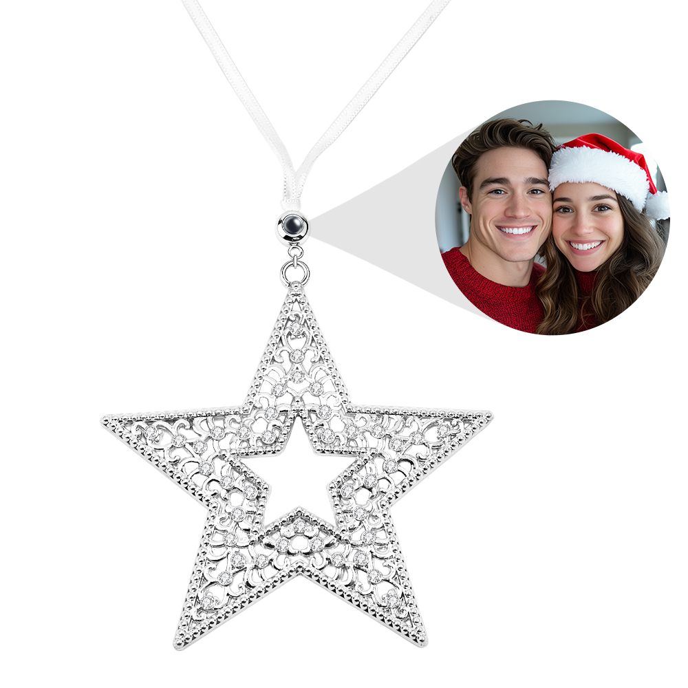 Enfeites De Projeção De Natal Personalizados, Formato De Estrela Para Árvore De Natal, Enfeites De Foto Personalizados, Presentes De Natal Para Família E Amantes - soufeelbr