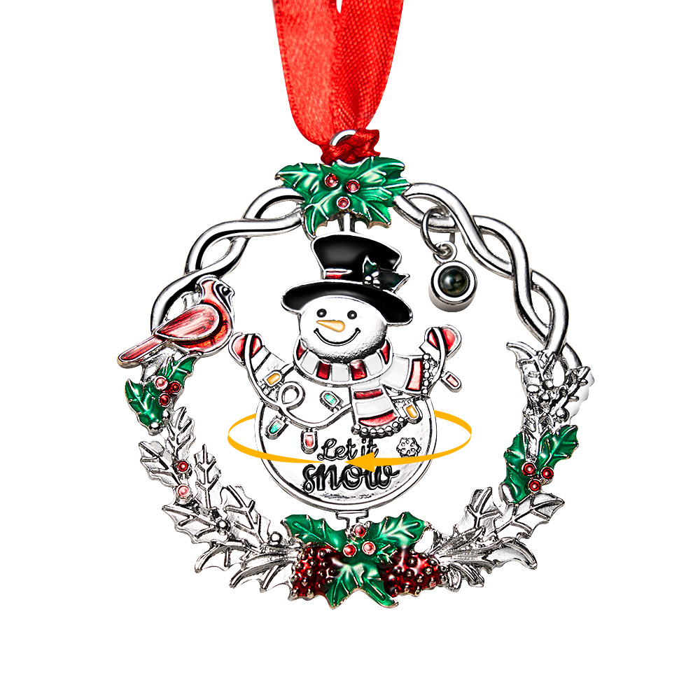 Enfeites De Projeção De Foto Personalizados Girando Boneco De Neve 2024 Presentes De Natal - soufeelbr
