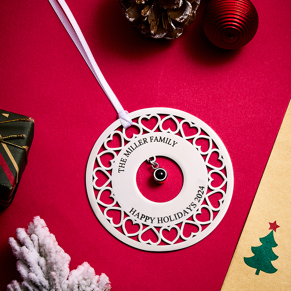 Enfeites De Projeção De Foto Personalizados Enfeites De Foto E Texto Personalizados Enfeites De Decoração De Árvore De Natal Para Presentes De Natal - soufeelbr