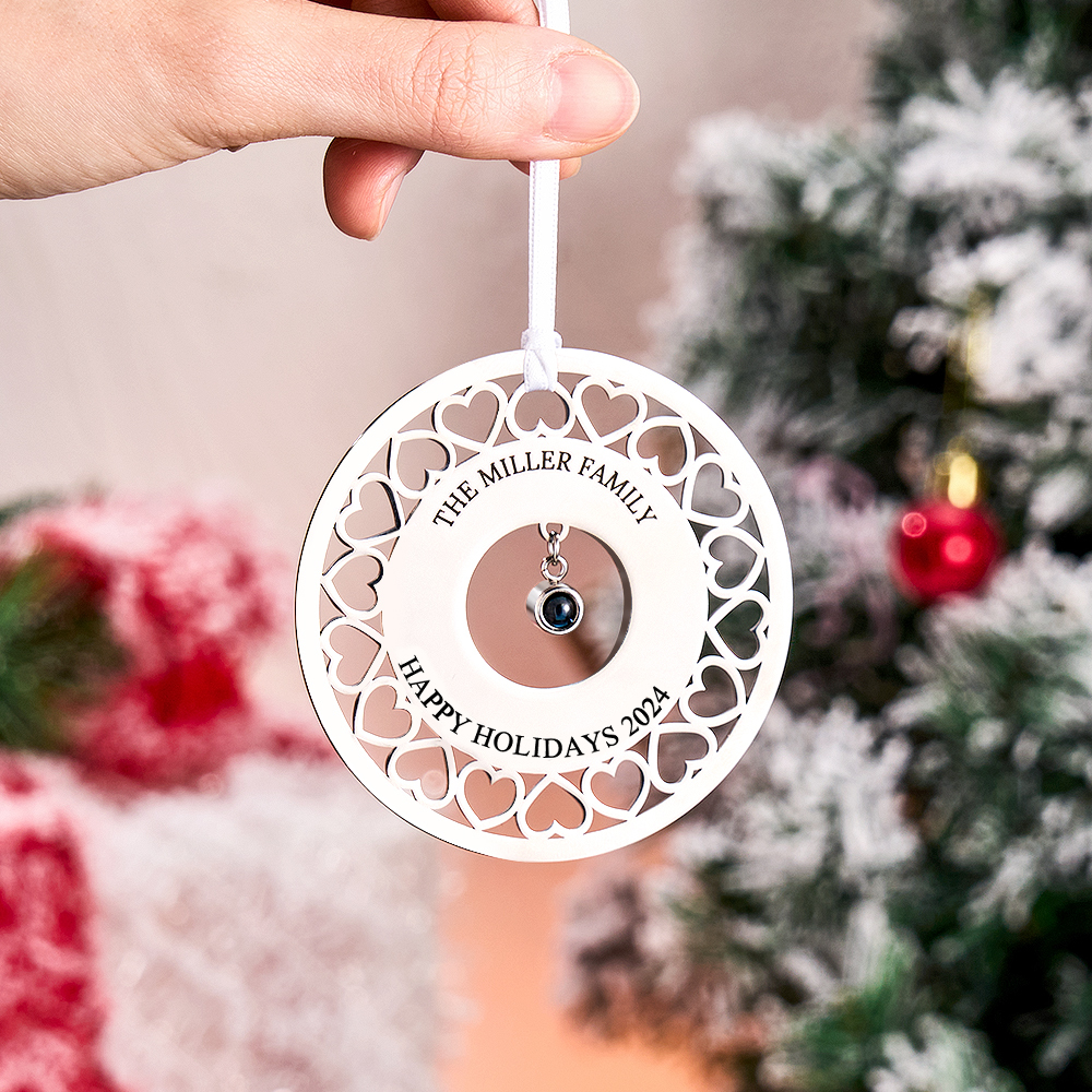 Enfeites De Projeção De Foto Personalizados Enfeites De Foto E Texto Personalizados Enfeites De Decoração De Árvore De Natal Para Presentes De Natal - soufeelbr