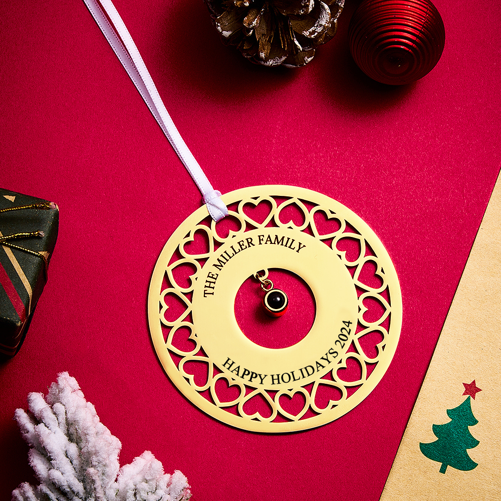 Enfeites De Projeção De Foto Personalizados Enfeites De Foto E Texto Personalizados Enfeites De Decoração De Árvore De Natal Para Presentes De Natal - soufeelbr