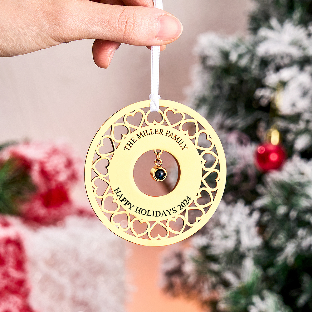 Enfeites De Projeção De Foto Personalizados Enfeites De Foto E Texto Personalizados Enfeites De Decoração De Árvore De Natal Para Presentes De Natal - soufeelbr