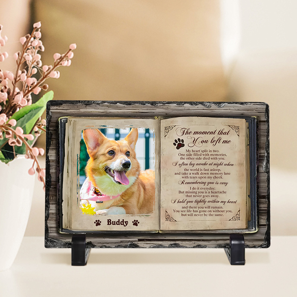 Foto Personalizada Não Mais Ao Meu Lado, Mas Para Sempre Em Meu Coração Memorial Personalizado Em Forma De Retângulo De Pedra Com Suporte Presente De Simpatia Para Donos De Animais De Estimação Amantes De Animais De Estimação - soufeelbr