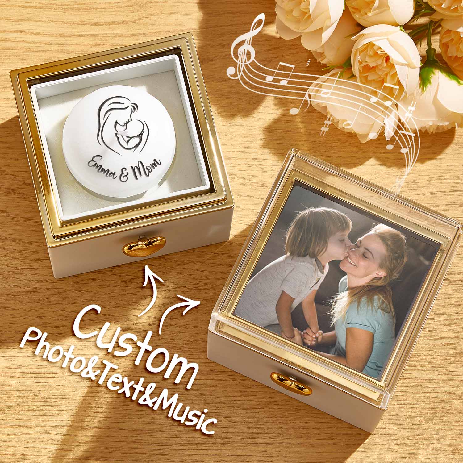 Caixa De Música Mágica Personalizada Para Bolo, Caixa Flip Com Texto E Foto Personalizados, Presentes Para O Dia Das Mães - soufeelbr