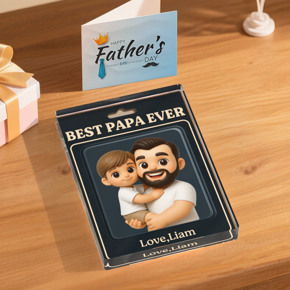 Placa De Acrílico Personalizada Com Boneco De Ação De Pai E Filhos Para Presente De Dia Dos Pais - soufeelbr