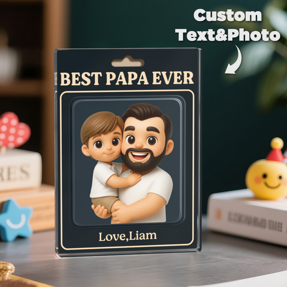 Placa De Acrílico Personalizada Com Boneco De Ação De Pai E Filhos Para Presente De Dia Dos Pais - soufeelbr