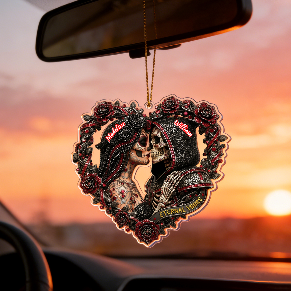 Enfeite De Natal Personalizado Com Caveiras Para Casal, Com Nome Personalizado, Presente Para Casal. - soufeelbr