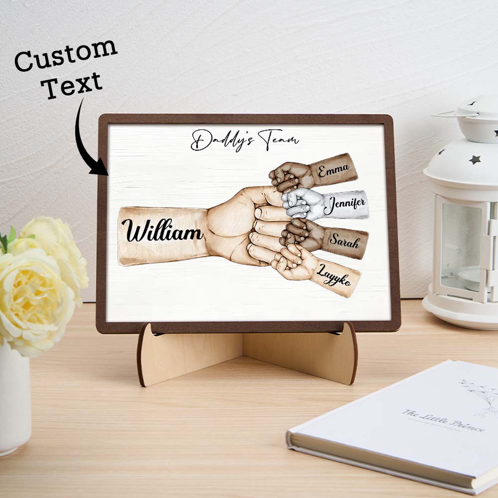 Decoração De Mesa Personalizada, Equipe Do Papai, Punho Personalizado, Placa De Madeira De 2 Camadas, Ornamentos Criativos, Dia Dos Pais - soufeelbr