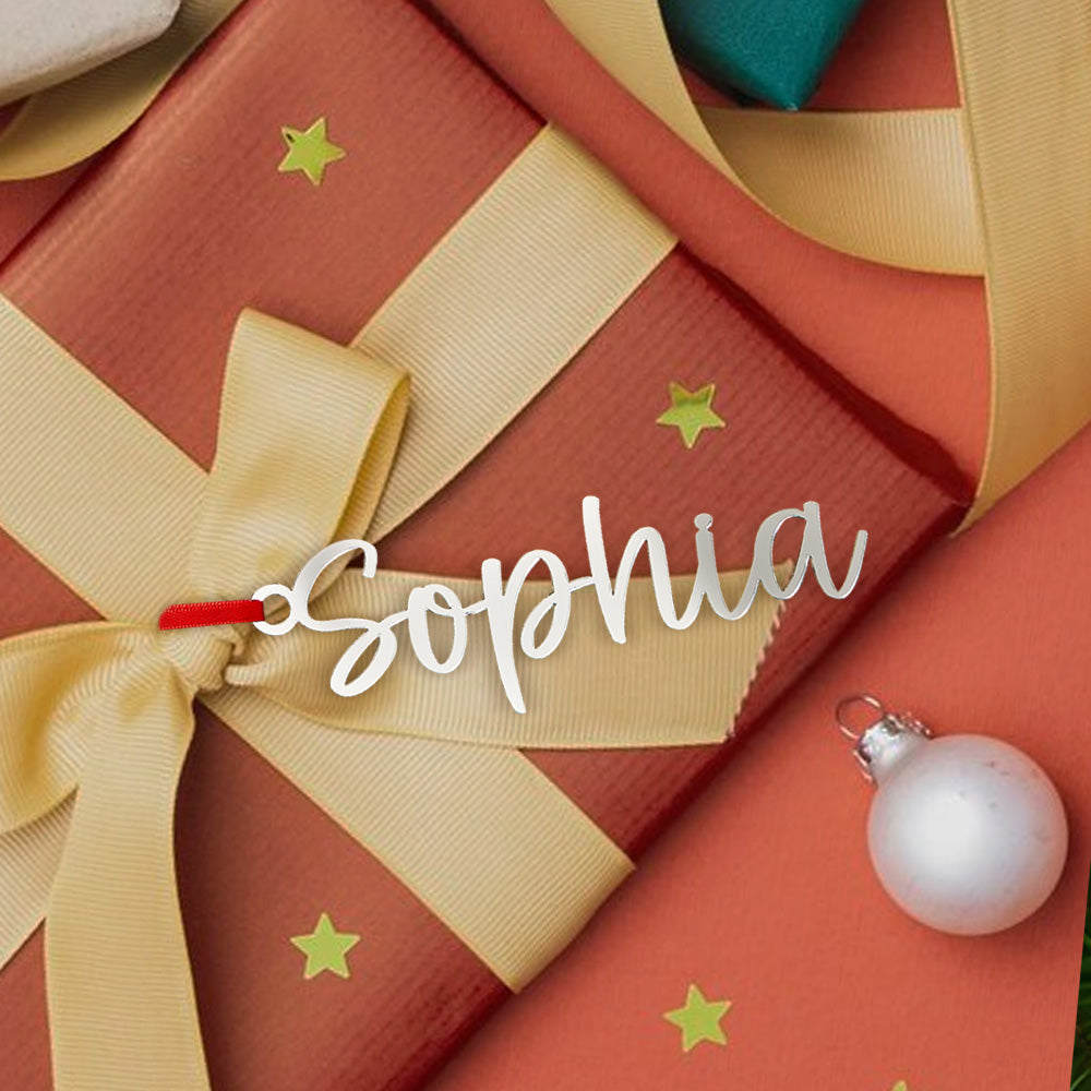 Nome Personalizado Enfeite De Árvore De Natal Meia De Natal Etiqueta De Presente Decoração Presente - soufeelbr