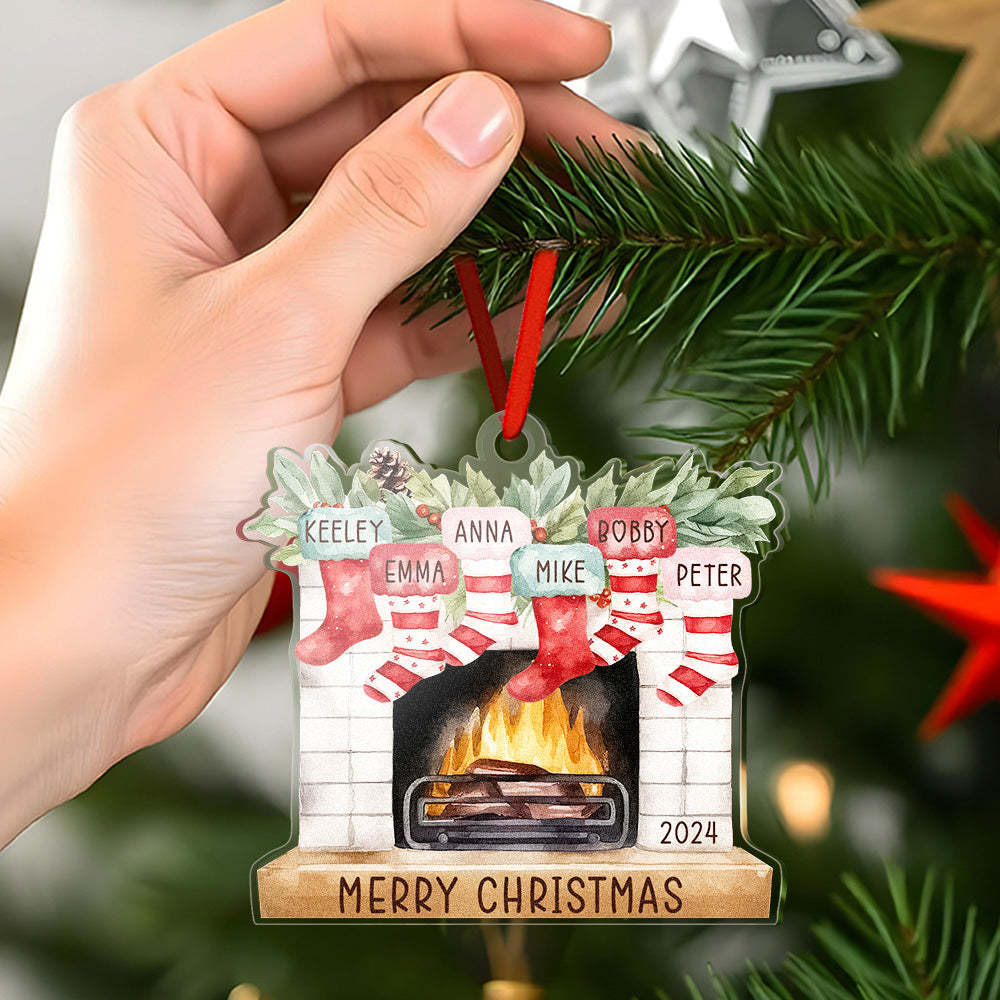 Enfeite De Natal Personalizado Para Família Com Nome, Presente De Enfeite De Meia Para Lareira Para Família - soufeelbr