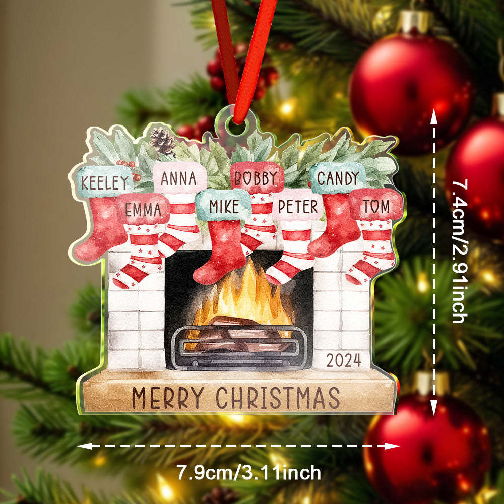 Enfeite De Natal Personalizado Para Família Com Nome, Presente De Enfeite De Meia Para Lareira Para Família - soufeelbr