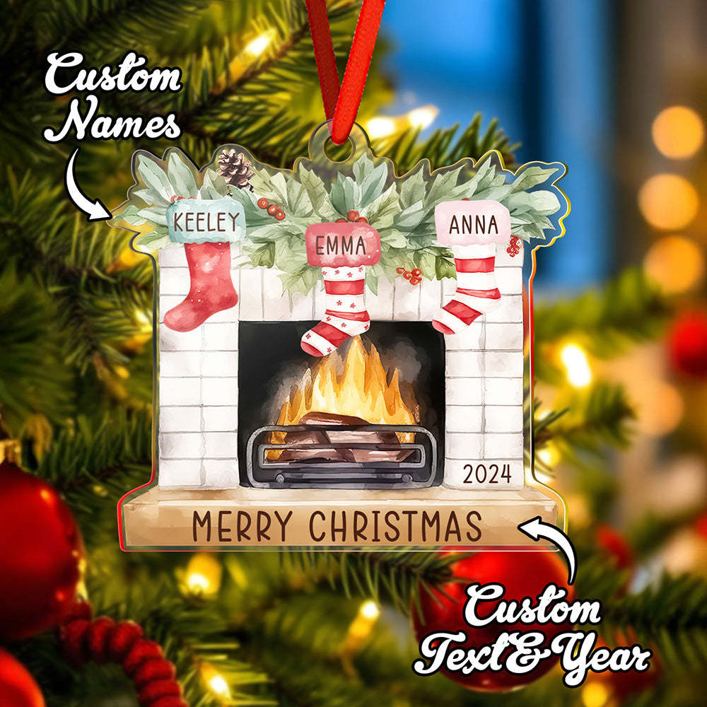 Enfeite De Natal Personalizado Para Família Com Nome, Presente De Enfeite De Meia Para Lareira Para Família - soufeelbr