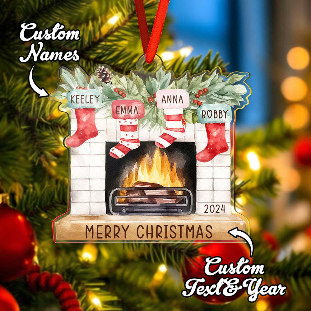 Enfeite De Natal Personalizado Para Família Com Nome, Presente De Enfeite De Meia Para Lareira Para Família - soufeelbr