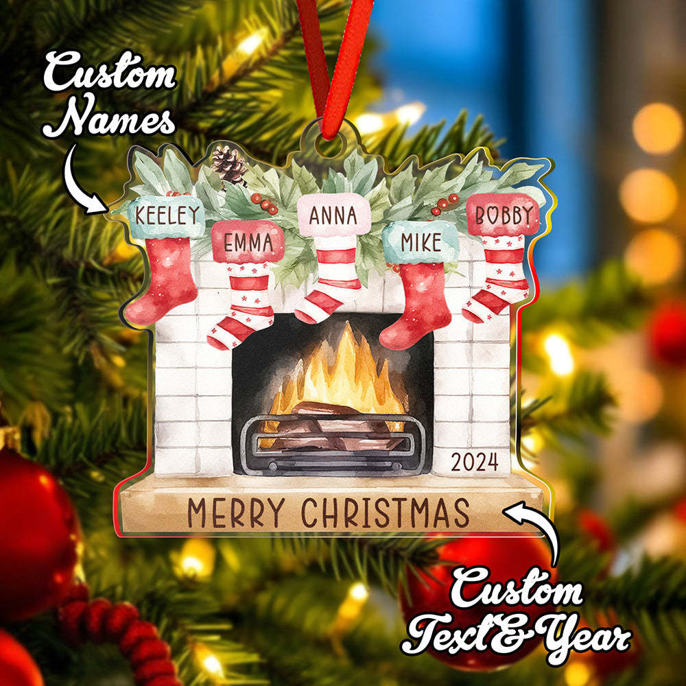 Enfeite De Natal Personalizado Para Família Com Nome, Presente De Enfeite De Meia Para Lareira Para Família - soufeelbr