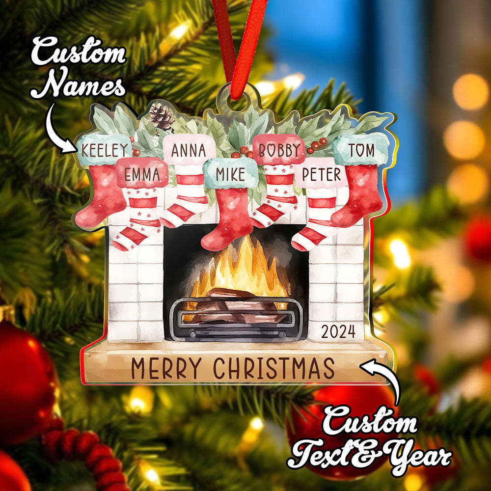 Enfeite De Natal Personalizado Para Família Com Nome, Presente De Enfeite De Meia Para Lareira Para Família - soufeelbr