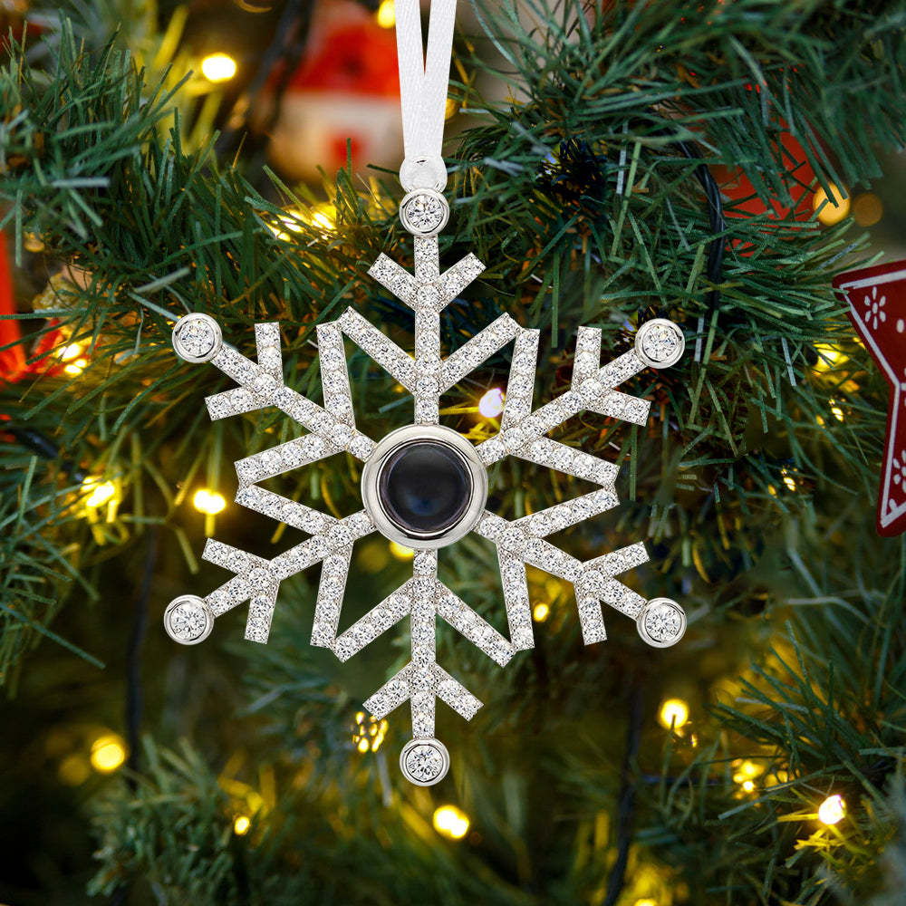Ornamento De Projeção Personalizado, Foto Personalizada, Floco De Neve, Presentes De Enfeite De Natal - soufeelbr