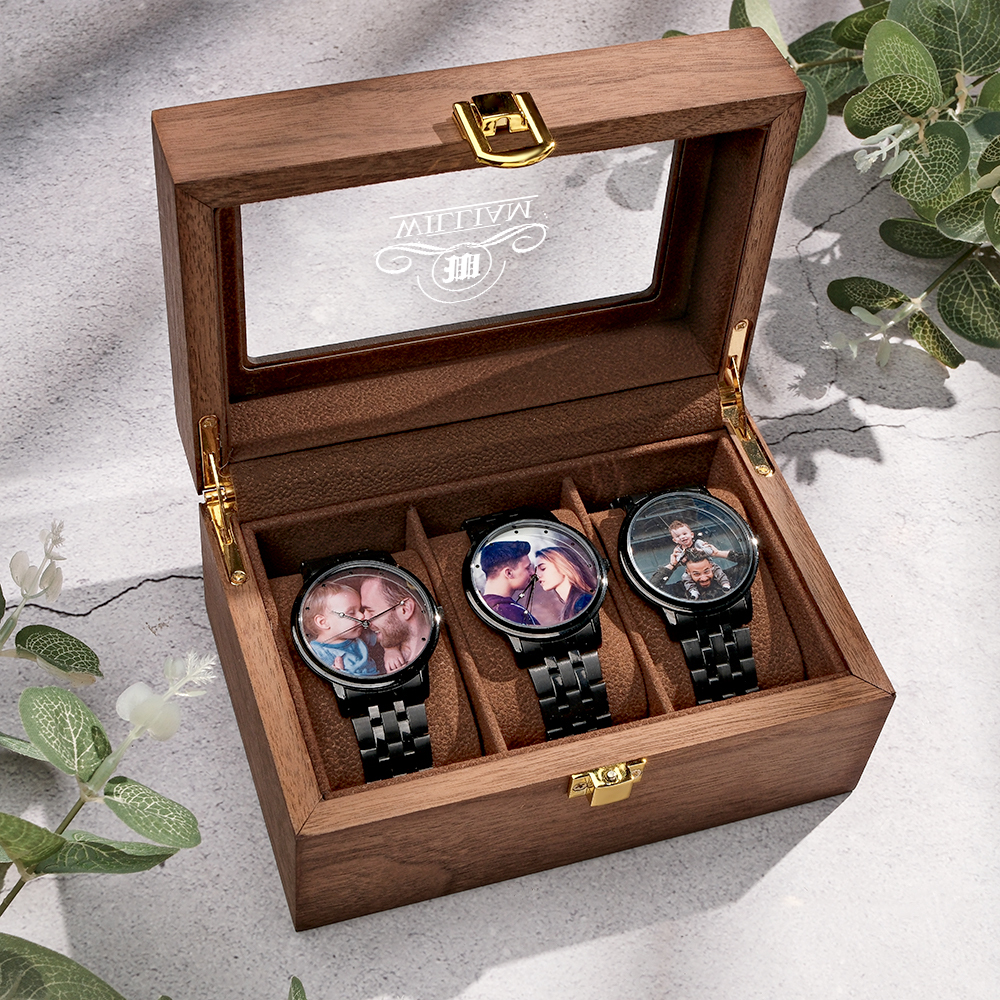 Caixa De Relógio Gravada Personalizada, Caixa De Armazenamento De Relógio Personalizada, Presente Para Homens, Presente De Natal