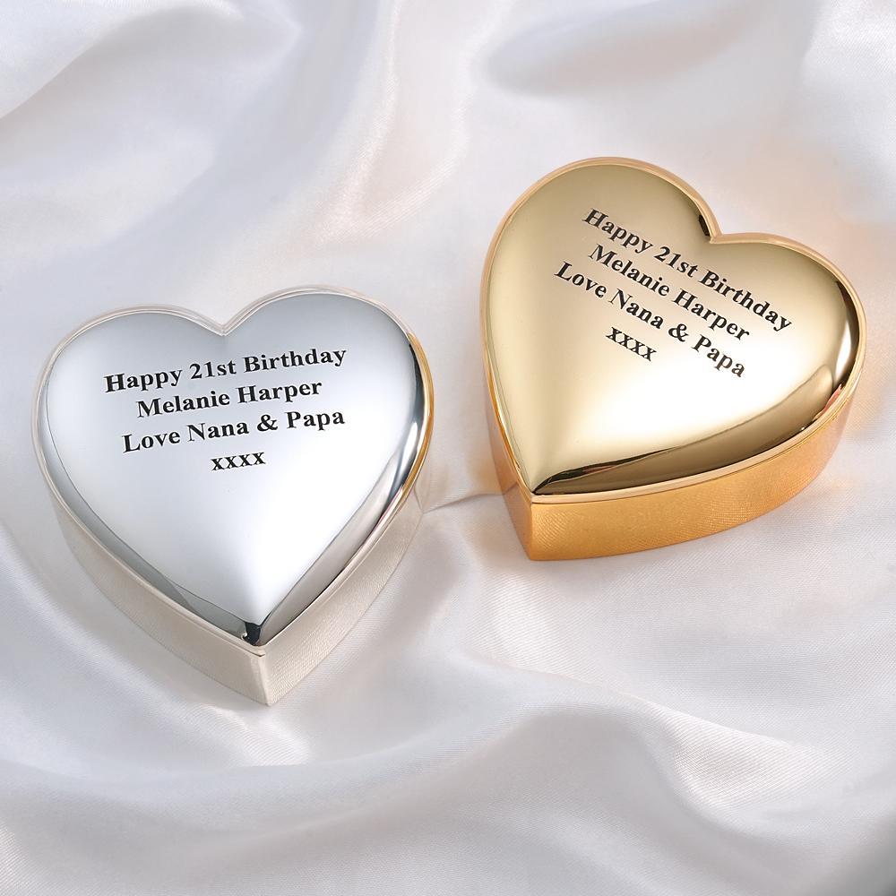 Caixa De Anel De Coração Gravado Personalizado, Caixa De Joias De Metal Requintado, Presentes Para Ela - soufeelbr