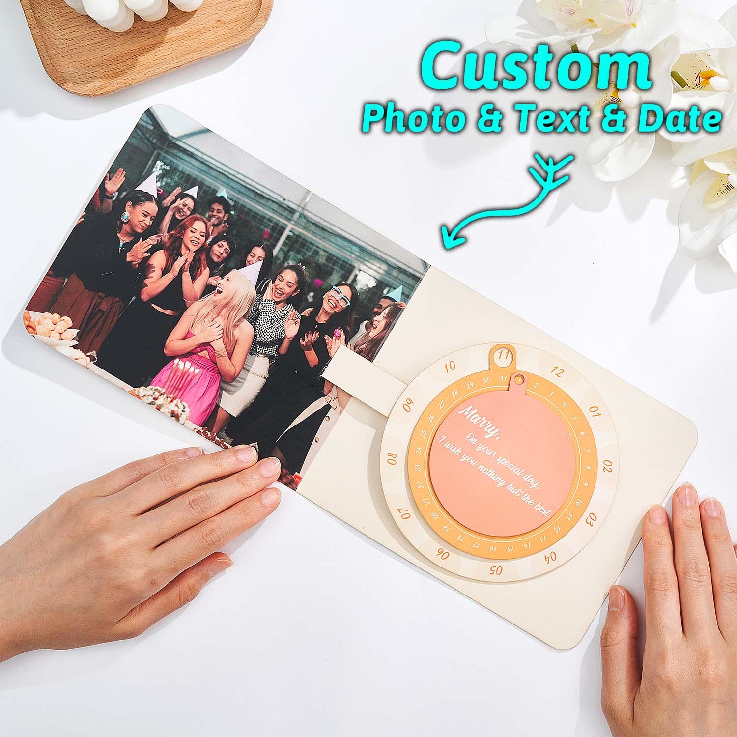 Cartão De Felicitações Personalizado Giratório Com Foto, Presente De Aniversário, Presente De Aniversário