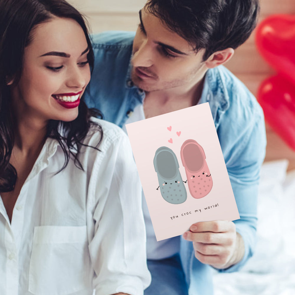 Cartão Comemorativo You Croc My World Funny Pun Dia Dos Namorados